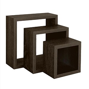 Set de 3 cuburi tip rafturi suspendate, MDF cu sistem de fixare ascuns, wenge