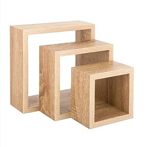 Set de 3 cuburi tip rafturi suspendate, MDF cu sistem de fixare ascuns, sonoma