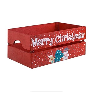 Lada Decorativa Rosie din Lemn cu Imprimeu "Merry Christmas" 34x23x15cm